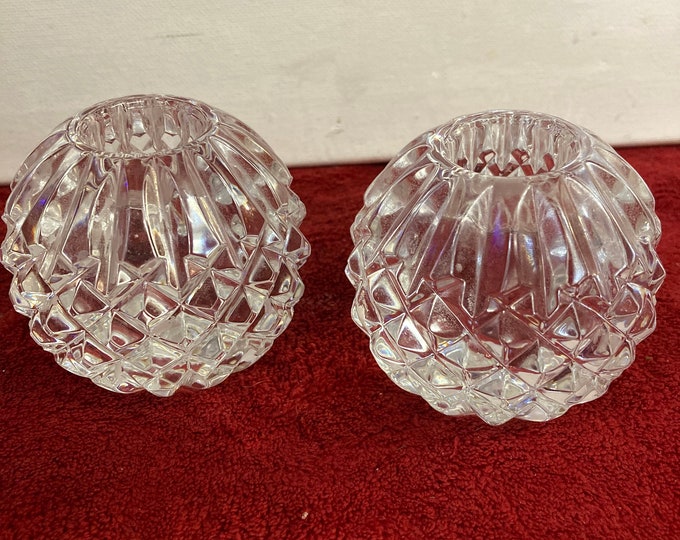 Pair Of WATERFORD Crystal Ireland Round Candle  Holders 2 1/2"