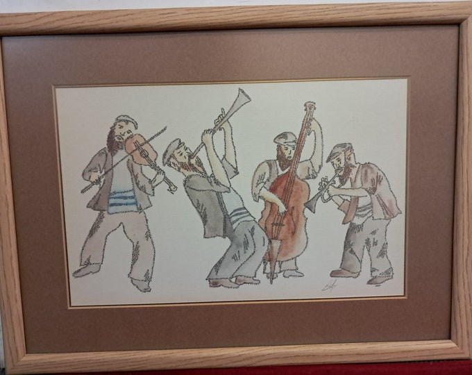 Hassidic Musical  Band in  Watercolor