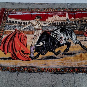 Vintage Spanish Matador Bull Fighting Tapestry