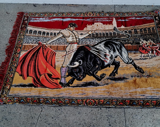 Vintage Spanish Matador Bull Fighting Tapestry