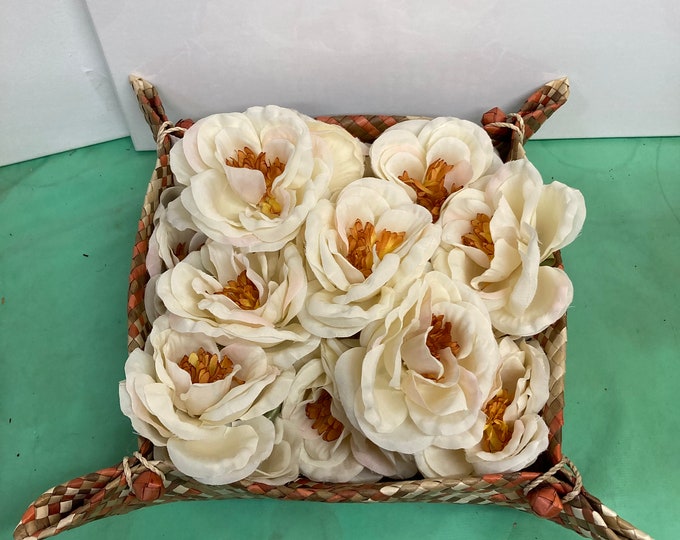 Floral Napkin Rings: Pink Peony Wedding Table Decor, Set of 21