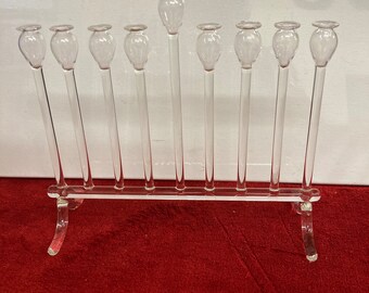 Crystal  Glass Hanukkah Menorah