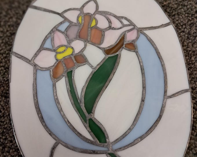 Forget Me Not Flowers Stained Glass Window Panel