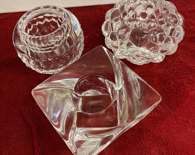 3 Orrefors Sweden Crytal Glass  Candle Holders
