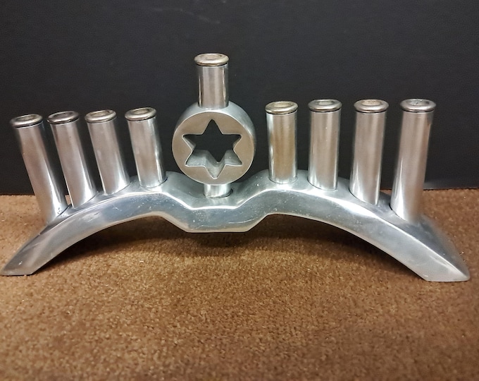 Judaica Metal  Enamel Candle Holder for  Hanukkah With Star of David