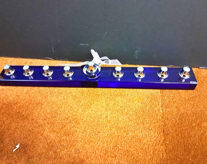 Glass Hannukah Menorah With Tag By Vidali