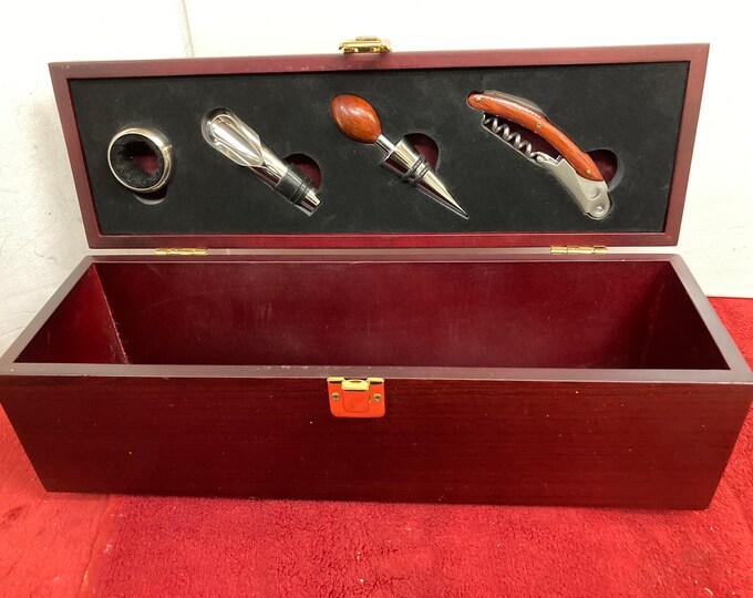 Rosewood Finish Single Wine Box with Tools (4 Pack)