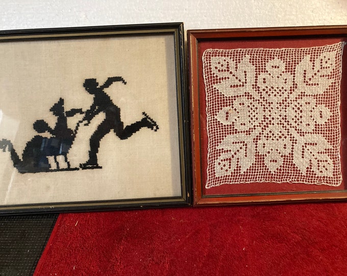 Antique 1920's  Needlepoint & Crochet  Art Works