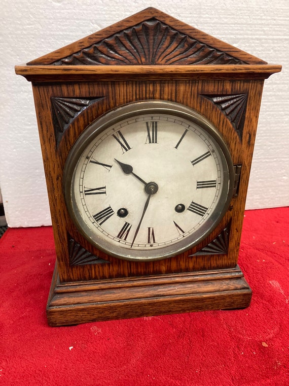 Antique Oak Mantel Clock by Morath Brothers, Liverpool, JULY 1920
