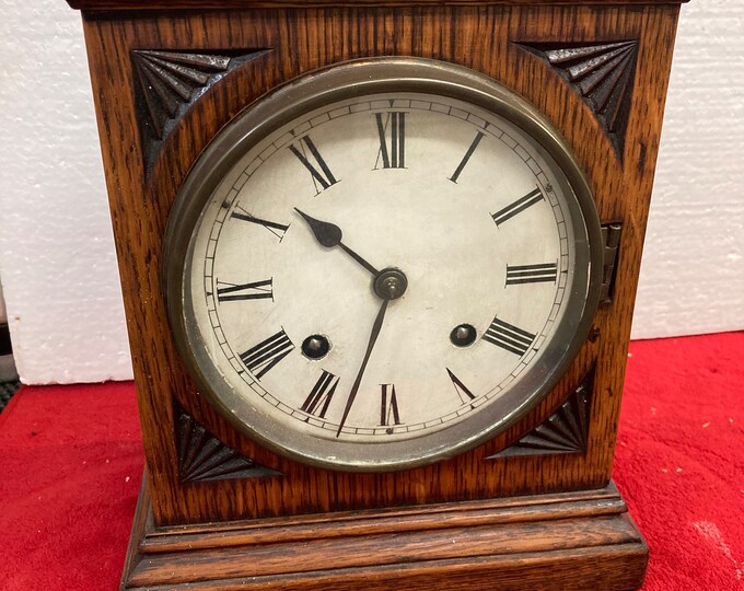 Antique Oak Mantel Clock by Morath Brothers, Liverpool,  JULY 1920