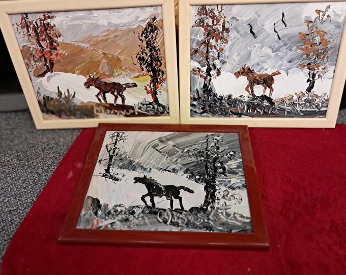 Signed Vintage Morris Katz Original Painting Horse  Abstract Landscape