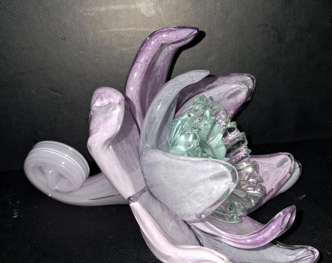 Handmade Purple Artichoke Glass Flower Art Deco Figurine