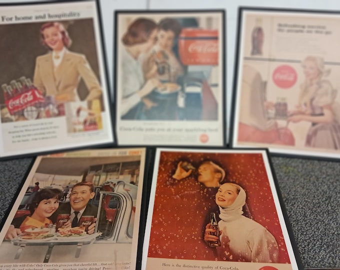 Five 1950's  Original Cocal-Cola Ads