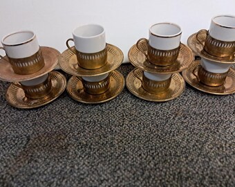 Vintage Veracruz Porcelain & Bellini Silverplate Set of 6 Espresso