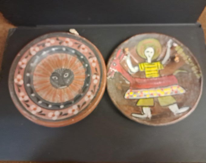 Two Handmade ,  ,Hand  Painted   Art  Plate  from Venezuela
