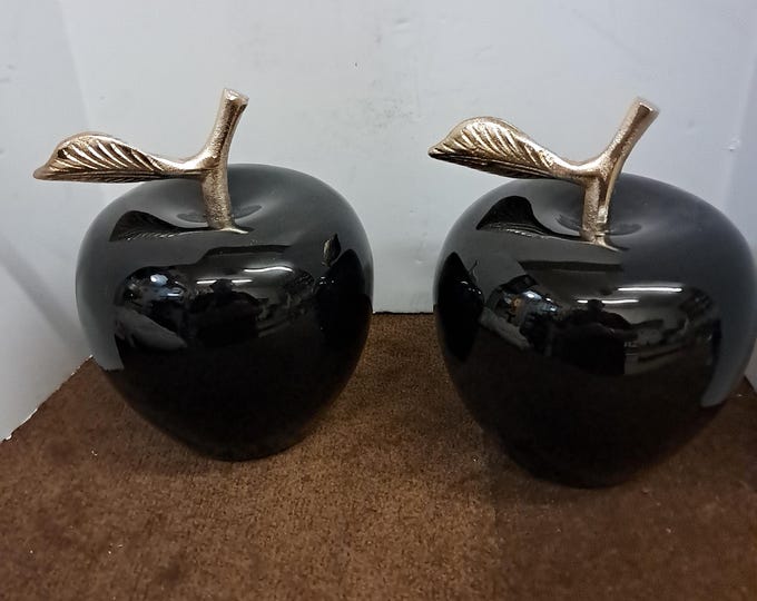 TWO Ceramic Apple Ornament Apples Statue Lifelike Apple Ornaments