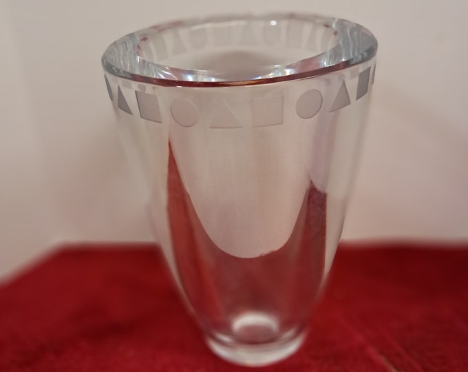 Sasaki Sengai 7" Japan Clear Lead Crystal Vase Ward Bennett Mid-Century Modern 75