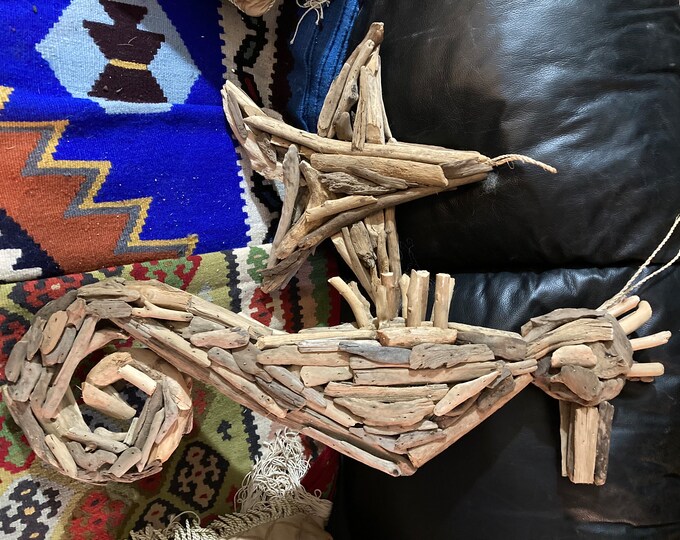 Driftwood Seahorse & Star Wall Décor Hand Crafted Nautical Beach Coastal Décor - Extra Large Size