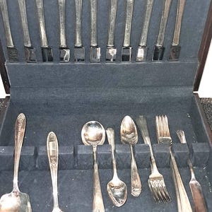1929 Deauville Pattern  Set  of Silverware by  Community Plate ,Antique Silverware Set: Art Deco Style Flatware Service