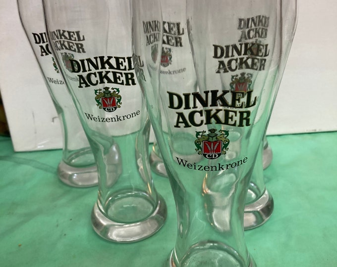 Set of 6 Dinkel Acker Pilsner Glass 9" Tall 0.31 Liter German Beer