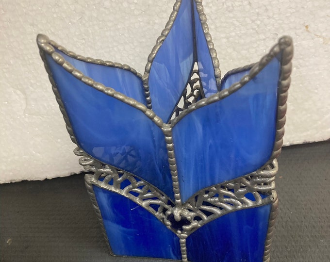 Stained Glass Triangle Shape  Judaica Candle Holder