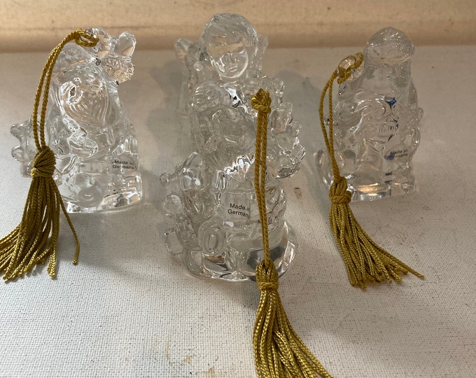 3 Santas and One  Angel  Glass  Figurines