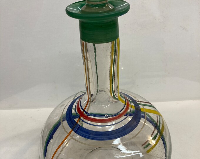 Hand Painted Vintage  Wine Glass Bottle