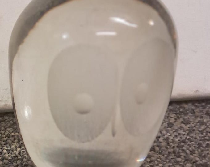 Clear Art  Glass Handmade Owl Figurine Paperweight