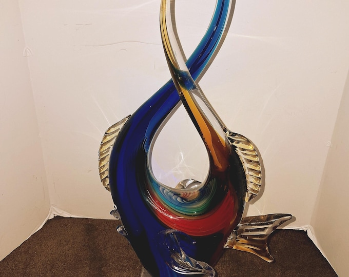 Handcrafted Art Glass Murano Fish Sculpture