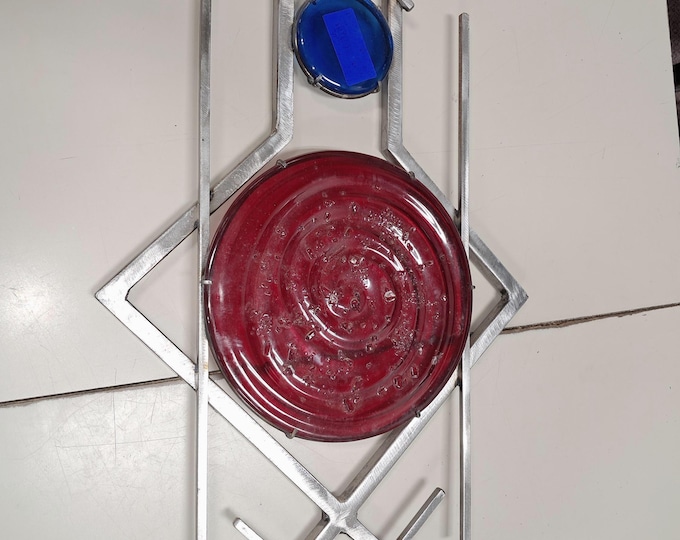 Vintage Abstract  Metal  & Glass  Art work