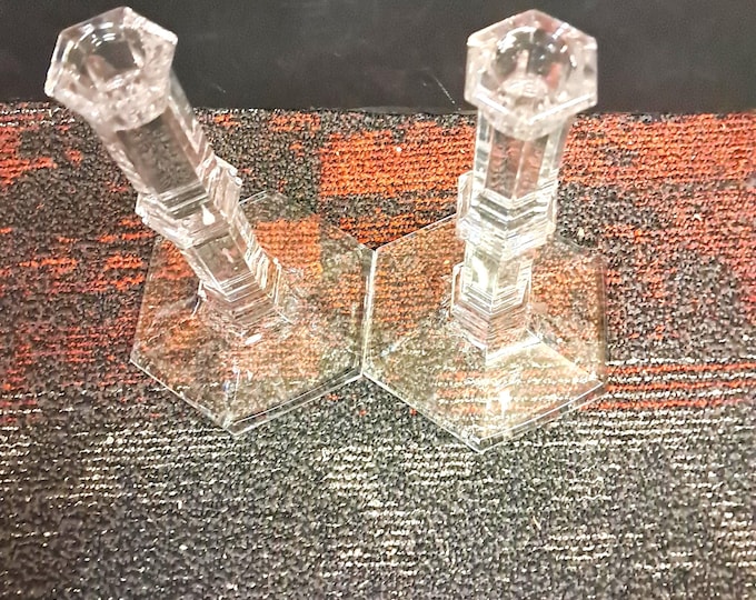 Eloquent Pair of Tiffany & Co. Windham Crystal Candlestick Holders