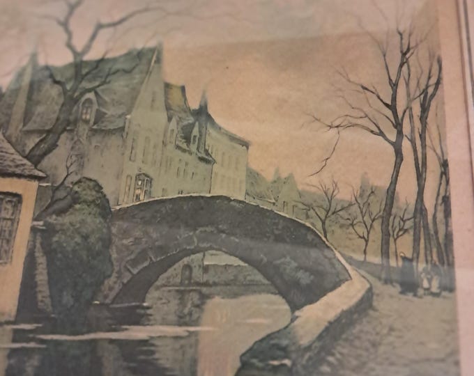 Alfred An Neale, Bridge In Bruge   Signed  Print
