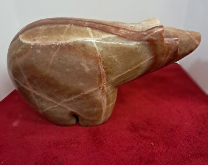 Brown Bear  Heavy Sculpture  Made of   Solid  Marble