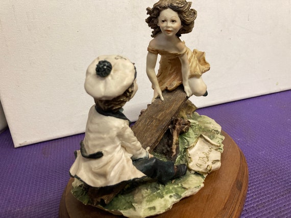Two Auro BELCARI Capodimonte Figurines~children Playing on See-saw