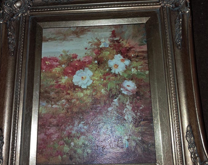 Framed Still Life Rose Oil Painting Canvas Print: Vintage Floral Art
