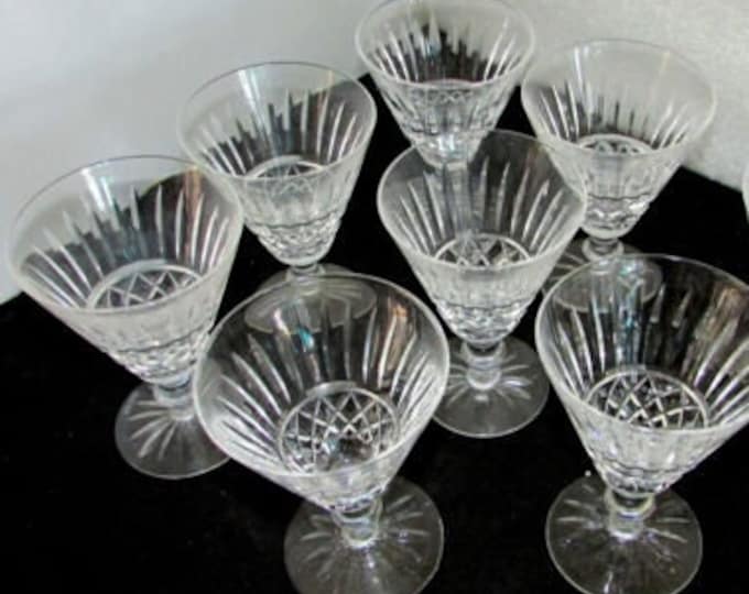 Set of 7 Waterford Tramore Claret Wine Glasses 5 3/4" Vintage Irish Cut Crystal