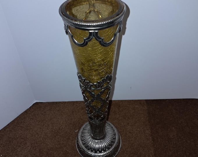 Rustic Fleur de lis Home roots Silver Plated Glass Cone Vase