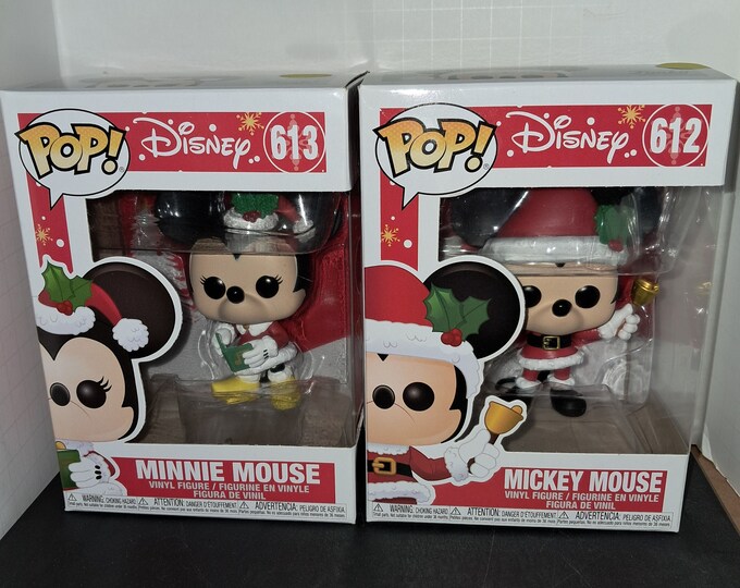 Funko Pop! Christmas Holiday MICKEY & MINNIE MOUSE 612 - 613 Lot of 2