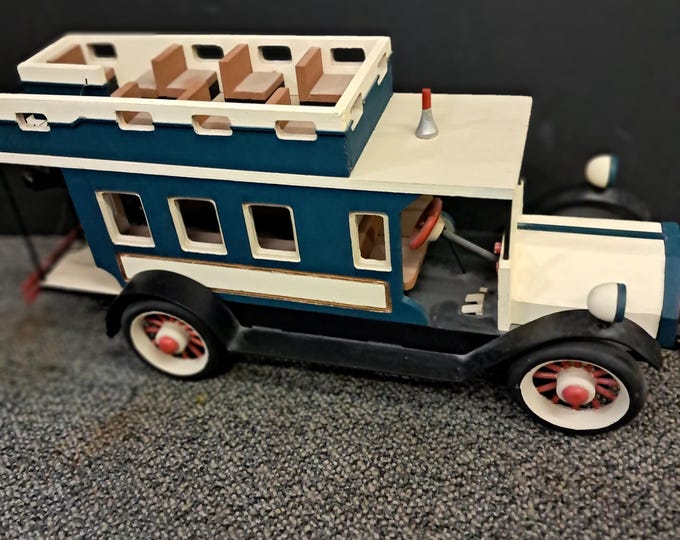 Vintage Double Decker Sightseeing  Wooden Bus