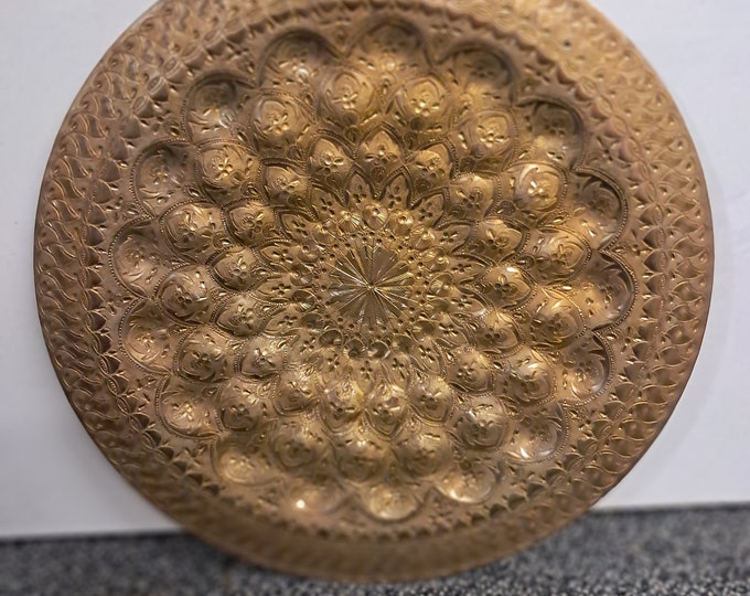 Vintage Moroccan Moorish Polished Brass Decorative Tray Wall Hanging