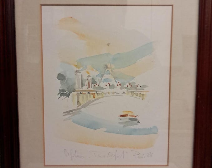 Tour Eifel Paris  '86 Watercolor  Painting