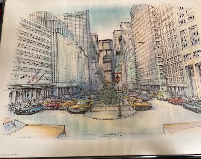 Lithograph Pan Am Futuristic City ,Rafflewski, Signed -