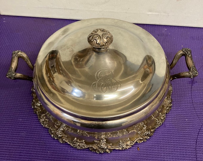 Reed & Barton Round Tray Taunton Mass Circa early 1900's Ornate Bowl