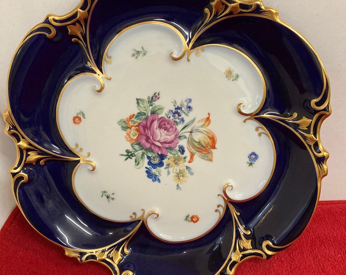 Vintage Jlmenau Graf Von Henneberg Porzellan Echt Kobalt Plate