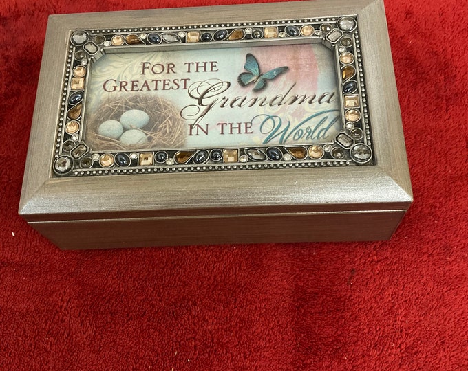 Rectangular Jeweled Music Box - For The Greatest Grandma In The World