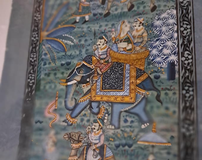 Vintage Hand  Drawn Indian Miniature