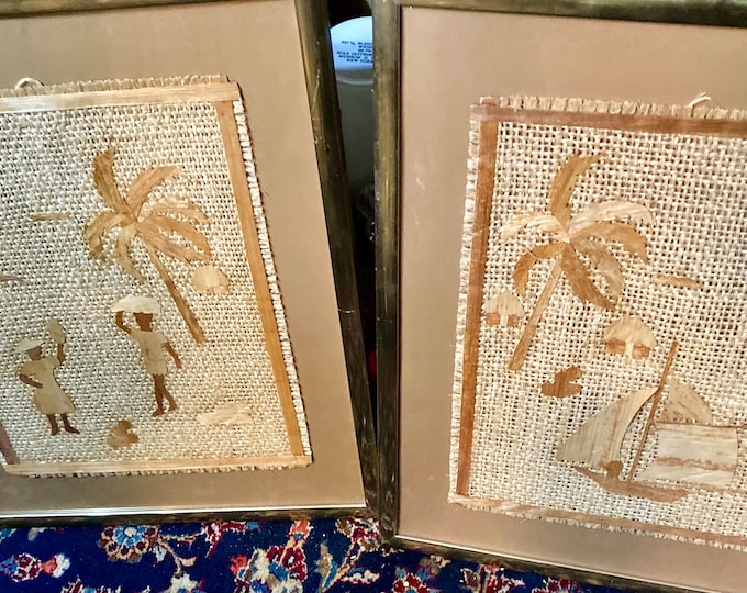 Vintage Folk Art Handmade  Wood Plaque Art Work, Jamaica