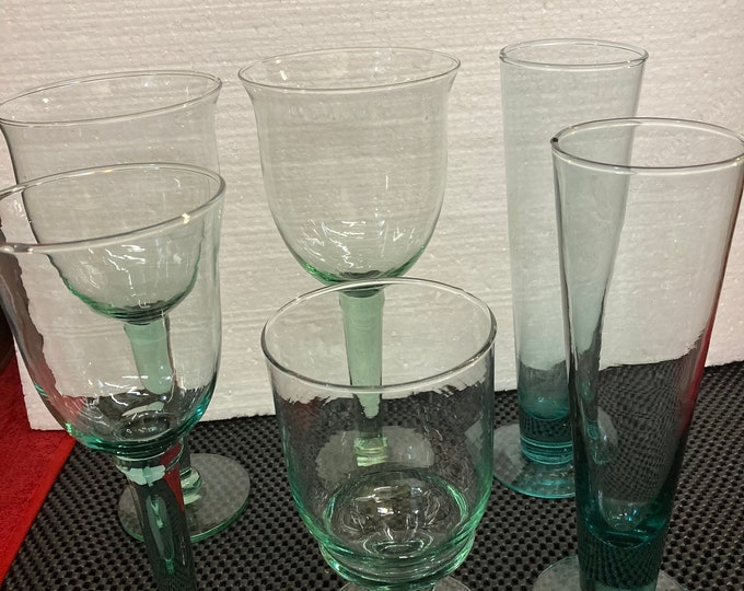 Set Of 6 Handmade, Hand Blown  Bar Glasses
