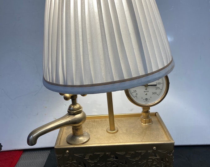 Vintage Faucet and Gauge  Desk Top Light Fixture