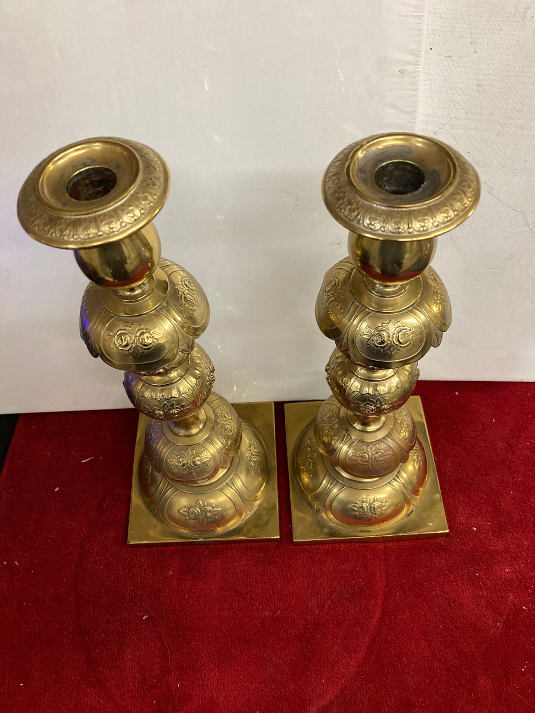 Antique Norblin & Co Brass Shabbat Candlesticks Warszawa, Poland 1890 Art Nouveau Etsy